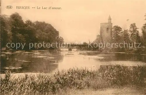 AK / Ansichtskarte Bruges_Flandre Lac d Amour Pont Tour Bruges_Flandre