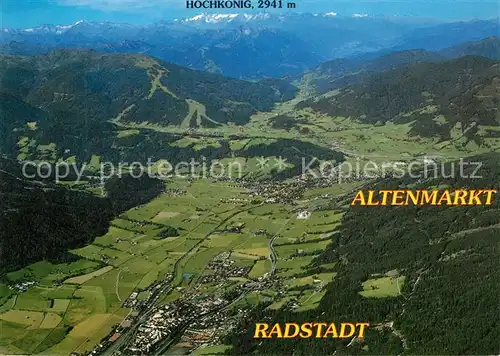 Radstadt Fliegeraufnahme mit Altenmarkt und Hochkoenig Radstadt