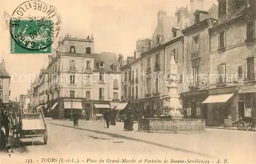 AK / Ansichtskarte Tours_Indre et Loire Place du Grand Marche Fontaine de Beaune Semblancay Tours Indre et Loire