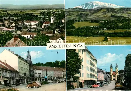 AK / Ansichtskarte Amstetten_Niederoesterreich Panorama oetscherblick Hauptplatz Bahnhofstrasse Amstetten