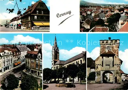 AK / Ansichtskarte Cernay_Elsass Stadttor Kirche Stadtpanorama Cernay Elsass