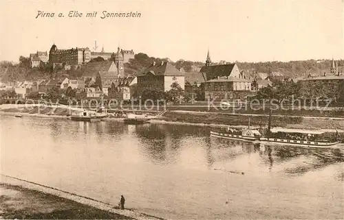 AK / Ansichtskarte Pirna Elbepartie mit Sonnenstein Pirna