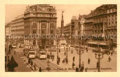 AK / Ansichtskarte Strassenbahn Bruxelles Place de Brouckere Monument Anspach 