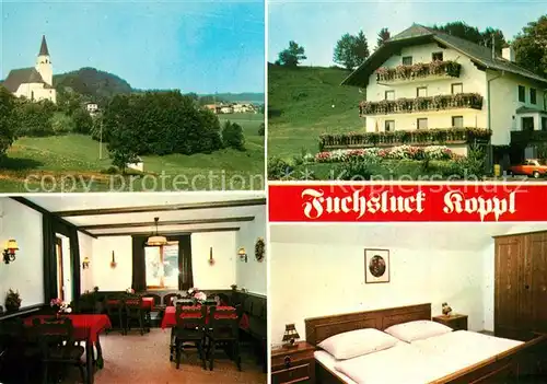 AK / Ansichtskarte Koppl Gaestehaus Pension Fuchsluck Ortsansicht mit Kirche Koppl