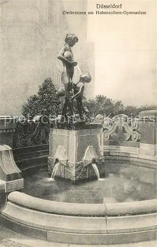 AK / Ansichtskarte Duesseldorf Zierbrunnen am Hohenzollern Gymnasium Duesseldorf