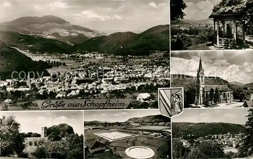 AK / Ansichtskarte Schopfheim Panorama Kirche Schwimmbad Teilansichten Schopfheim