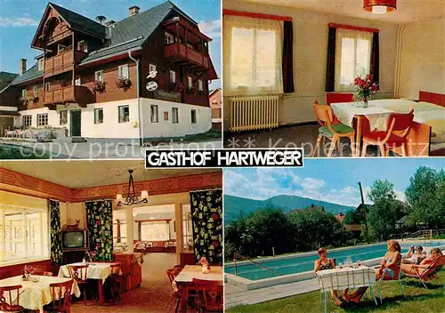 AK / Ansichtskarte Weissenbach_Liezen Gasthof Hartweger Gastraum Swimming Pool Weissenbach Liezen