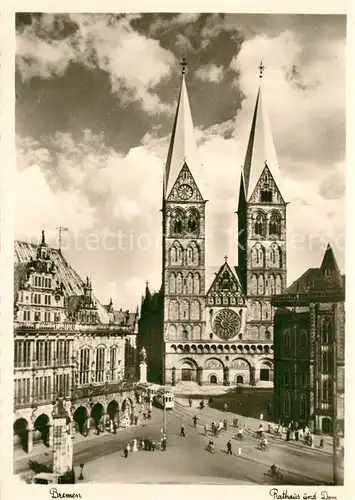 AK / Ansichtskarte Strassenbahn Bremen Rathaus Dom 