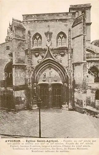 AK / Ansichtskarte Avignon_Vaucluse Eglise Saint Agricol Avignon Vaucluse