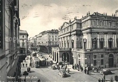 AK / Ansichtskarte Strassenbahn Milano Teatro alla Scala 