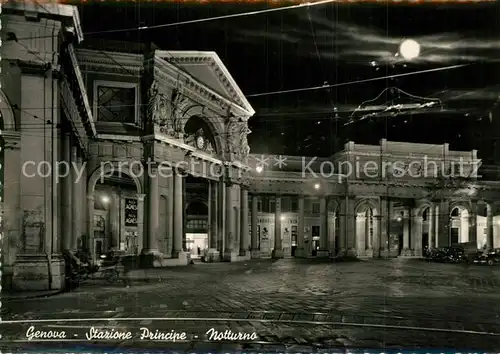 AK / Ansichtskarte Genova_Genua_Liguria Stazione Principe Mondschein Genova_Genua_Liguria