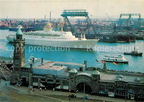 AK / Ansichtskarte Schiffe_Ships_Navires PS Sagafjord Hamburg Landungsbr?cken 