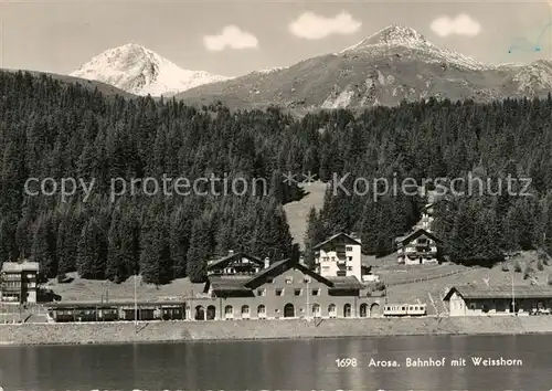 AK / Ansichtskarte Arosa_GR Bahnhof mit Weisshorn Arosa_GR