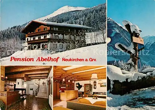 AK / Ansichtskarte Neukirchen_Grossvenediger Pension Abelhof Gaststube Wegweiser Neukirchen Grossvenediger