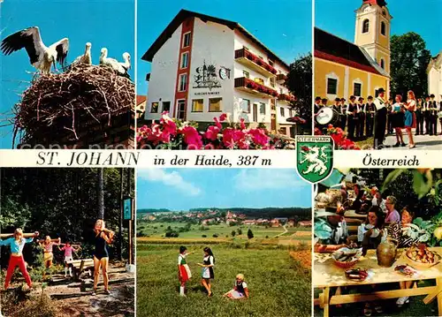 AK / Ansichtskarte St_Johann_Haide Stoerche Gasthof Kirchenwirt Blasmusik Fitness Panorama Mostheuriger St_Johann_Haide