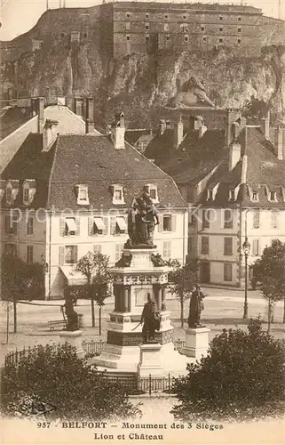 Belfort_Alsace Monument des 3 Sieges Lion et Chateau Belfort Alsace
