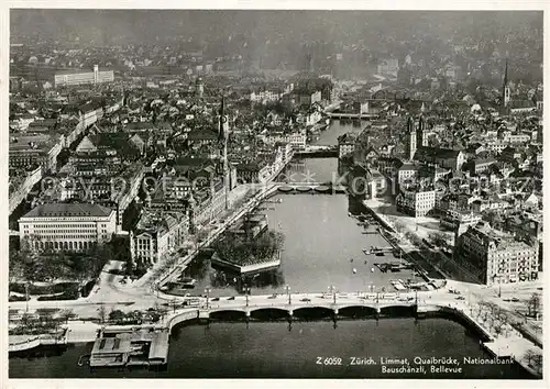 Zuerich_ZH Limmat Quaibruecke Nationalbank Bauschaenzli Bellevue Fliegeraufnahme Zuerich_ZH