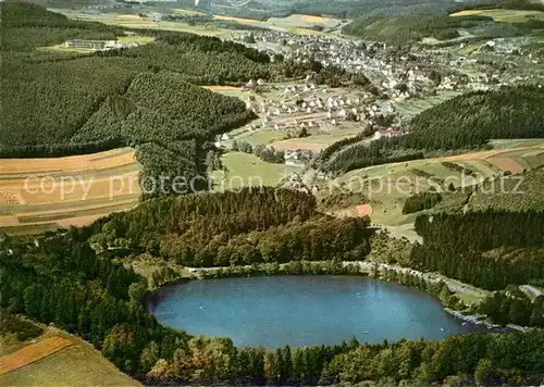 AK / Ansichtskarte Daun_Eifel Waldcafe Rose am Gemuendener Maar Fliegeraufnahme Daun_Eifel