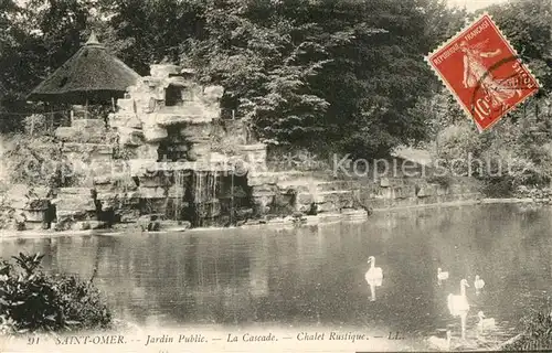 AK / Ansichtskarte Saint Omer_Pas de Calais Jardin Public Cascade Chalet Rustique Saint Omer_Pas de Calais