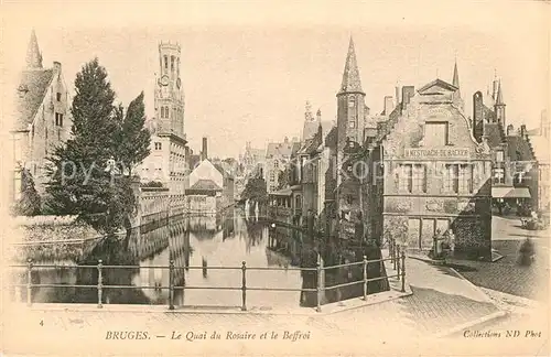 AK / Ansichtskarte Bruges_Brugge_Flandre Le Quai du Rosaire et le Beffroi 