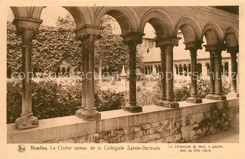 AK / Ansichtskarte Nivelles Le Cloitre roman de la Collegiale Sainte Gertrude La Colonnade Nivelles