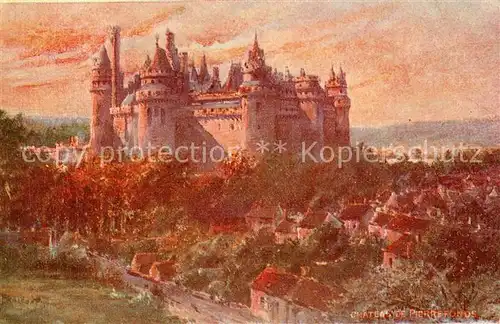 AK / Ansichtskarte Pierrefonds_Oise Chateau Dessin Kuenstlerkarte Pierrefonds Oise