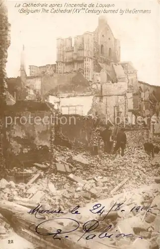 Louvain_Flandre La Cathedrale apres lincendie de Louvain Louvain_Flandre