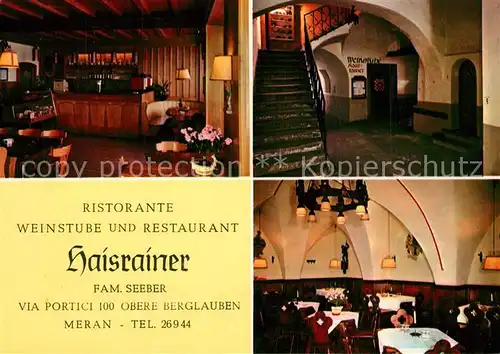 Meran_Merano Restaurant Weinstube Haisrainer  Meran Merano