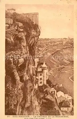 Rocamadour Le Chateau et le Monastere vus de Falaises Rocamadour