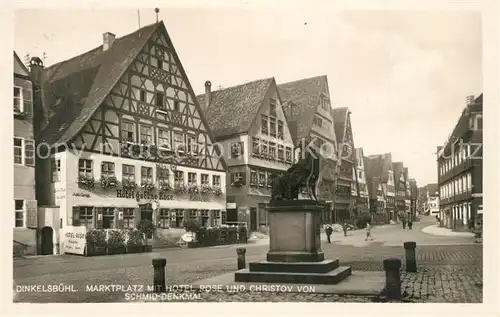 Dinkelsbuehl Marktplatz Hotel Rose Christov von Schmid Denkmal Dinkelsbuehl