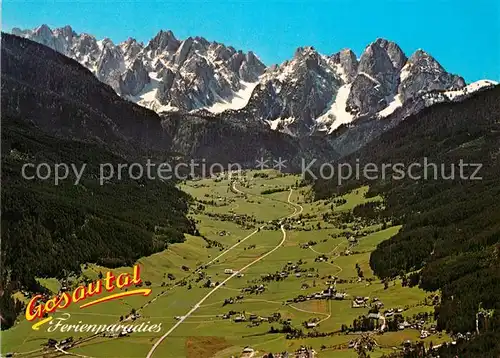 Gosau_Oberoesterreich Fliegeraufnahme mit Gosautal und Gosauklamm Gosau_Oberoesterreich