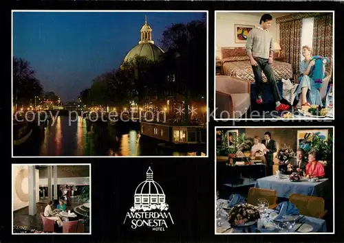 Amsterdam_Niederlande Amsterdam Sonesta Hotel at night Restaurant Room Amsterdam_Niederlande