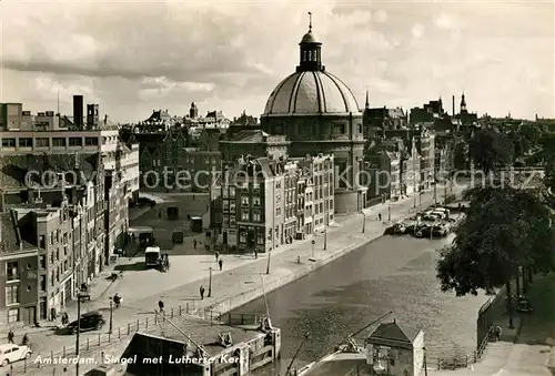 Amsterdam_Niederlande Singel met Lutherse Kerk Kirche Amsterdam_Niederlande