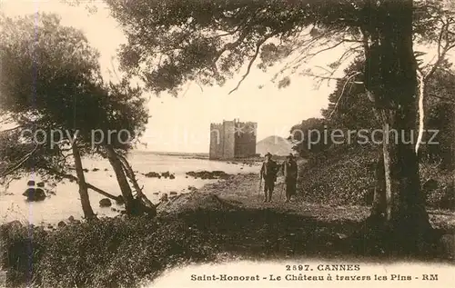 Saint_Honorat Chateau a travers les Pins Saint Honorat