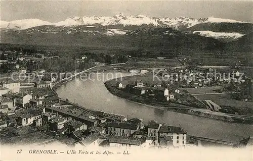 Grenoble Fliegeraufnahme L`Ile Verte et les Alpes Grenoble