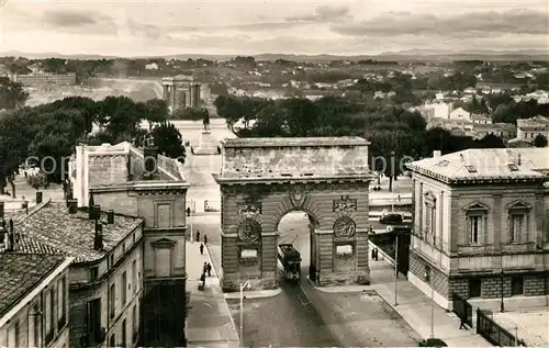 Montpellier_Herault Arc de Triomphe le Peyrou au fond la Cite Universitaire Montpellier Herault