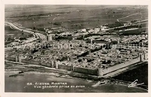 Aigues Mortes_Gard Vue generale prise en avion Aigues Mortes Gard