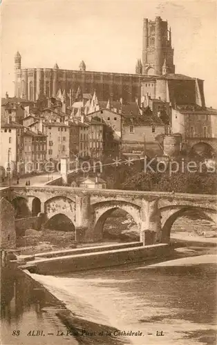 Albi_Tarn Le Pont Vieux et la Cathedrale Albi_Tarn