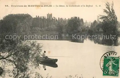 Mantes la Jolie Bords de la Seine la Cathedrale et le Beffroi Mantes la Jolie