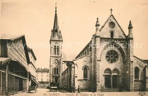 Cusset_Allier Facade de lEglise et la Halle Cusset Allier