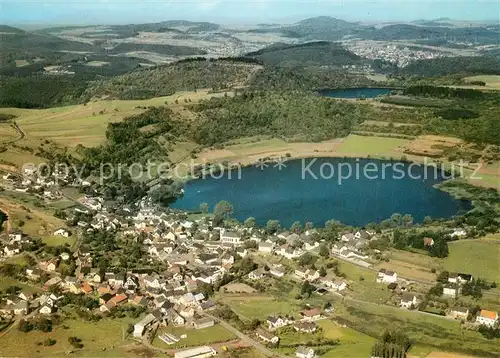 AK / Ansichtskarte Schalkenmehren Vulkaneifel Fliegeraufnahme Schalkenmehren