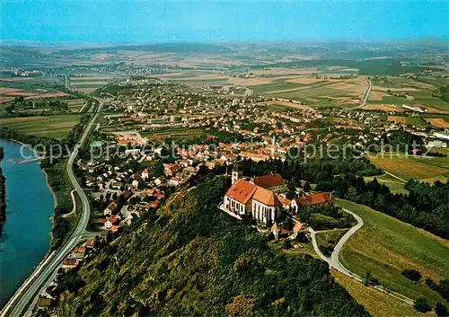 AK / Ansichtskarte Bogenberg_Niederbayern Fliegeraufnahme Donau Marienwallfahrt seit 1104 Bogenberg Niederbayern