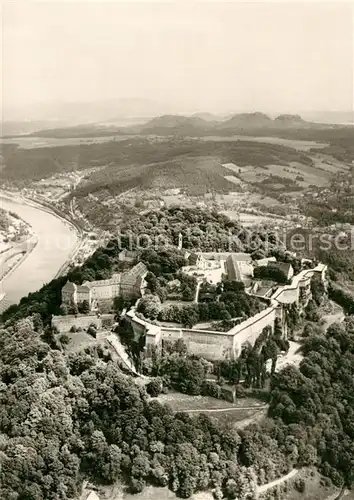 AK / Ansichtskarte Saechsische_Schweiz Festung Koenigstein Fliegeraufnahme Saechsische Schweiz