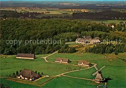 AK / Ansichtskarte Molfsee Schleswig Holsteinisches Freilichtmuseum Angeln mit Hollaendermuehle Fliegeraufnahme Molfsee