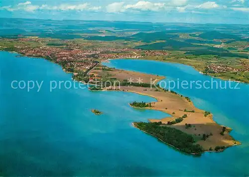 AK / Ansichtskarte Radolfzell_Bodensee Fliegeraufnahme mit Halbinsel Mettnau Radolfzell Bodensee