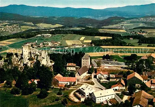 AK / Ansichtskarte Regen Burgruine Weissenstein am Pfahl Fliegeraufnahme Regen