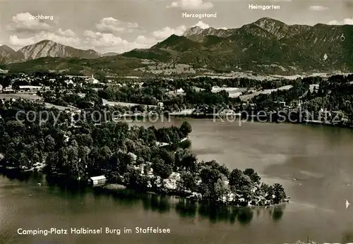 AK / Ansichtskarte Staffelsee Halbinsel Burg Camping Platz Staffelsee