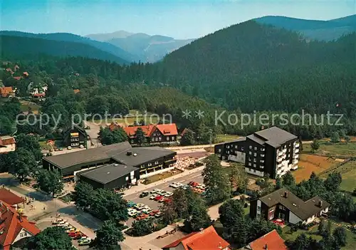 AK / Ansichtskarte Hahnenklee Bockswiese_Harz Talstation der Bocksberg Seilbahn Fliegeraufnahme Hahnenklee Bockswiese