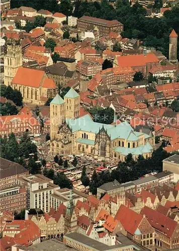 AK / Ansichtskarte Muenster_Westfalen St Paulus Dom ueberwasserkirche und Buddenturm Fliegeraufnahme Muenster_Westfalen