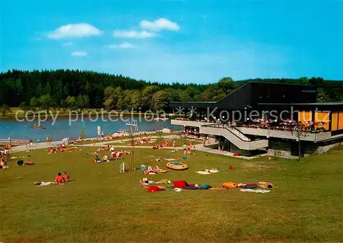 AK / Ansichtskarte Lichtenberg_Oberfranken Cafe Restaurant Seeterrassen Liegewiese Badestrand See Lichtenberg Oberfranken